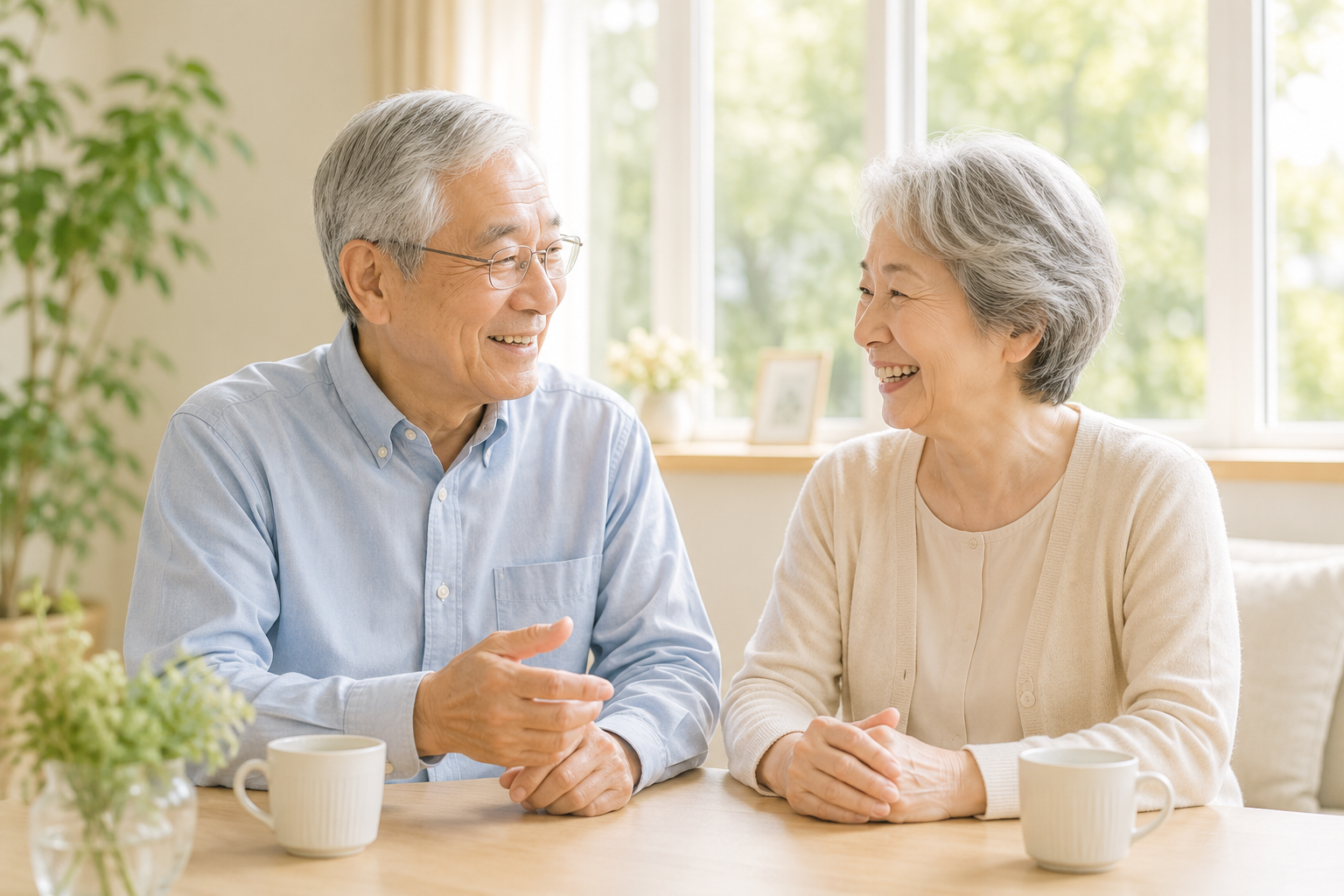 夫婦が会話している様子